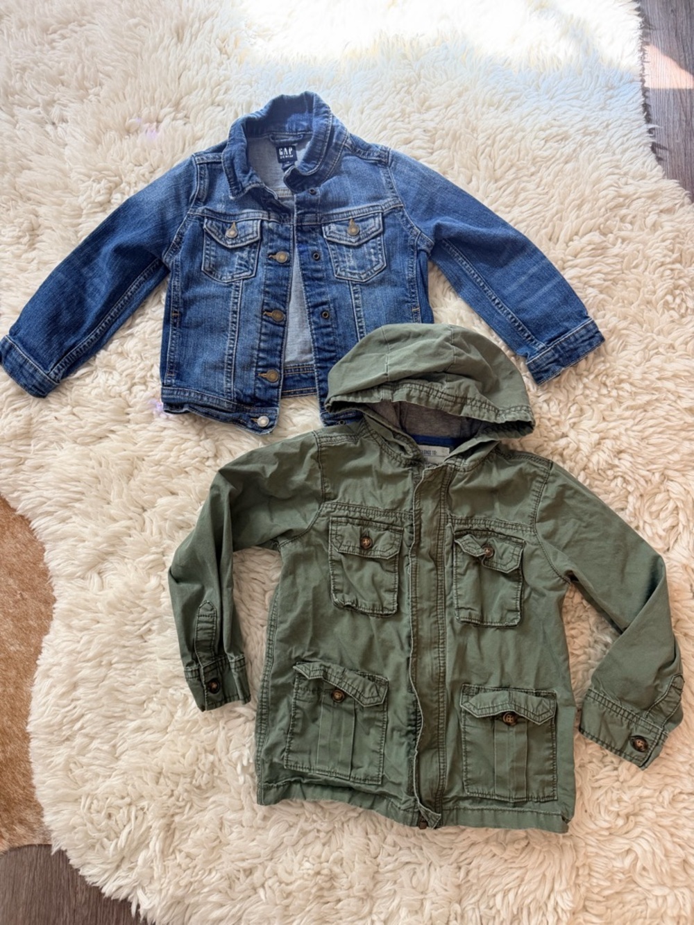 GAP Kids denim jacket and carters green jacket